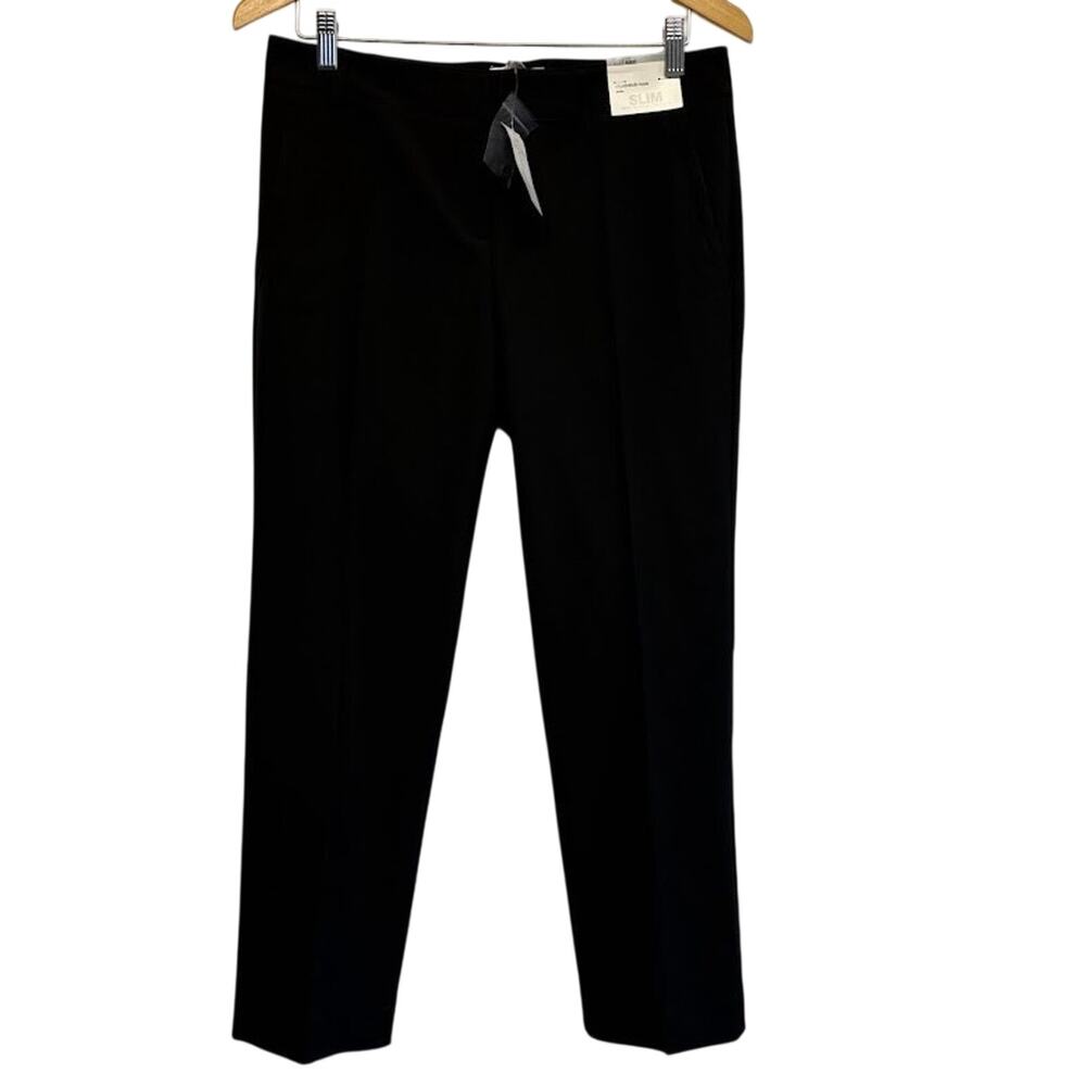 New York & Company Dress Pants Y2K Black Mid Rise Crop City Stretch Luxe Size 4